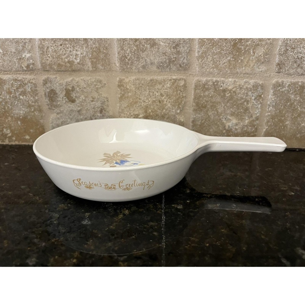 Vintage 1964 Merry Christmas Seasons Greetings Corning Ware Saucepan Skillet Lid